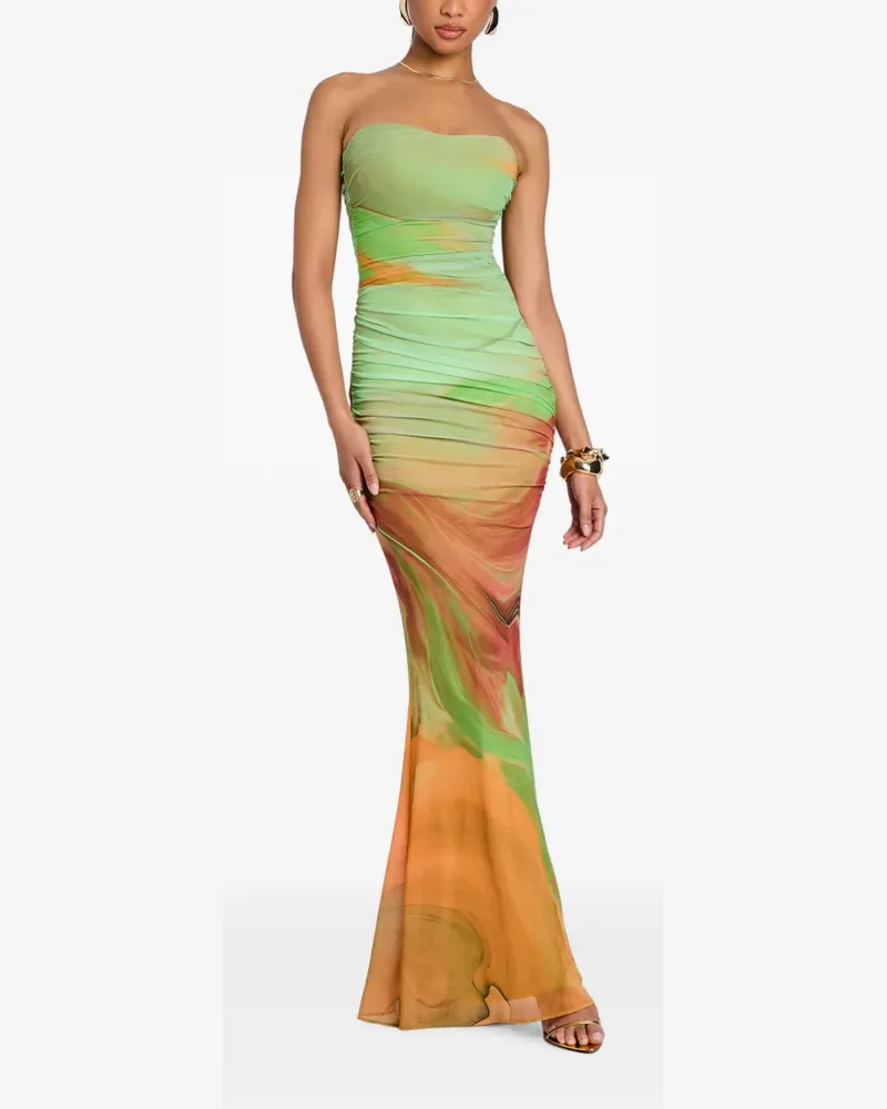 Retrofête Isadore ruched mesh maxi dress - Grün Grün