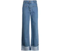 Weite High-Rise-Jeans - Blau