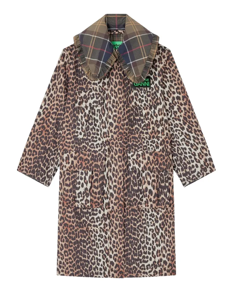 Ganni Karierter Mantel mit Rüschen - Braun Braun