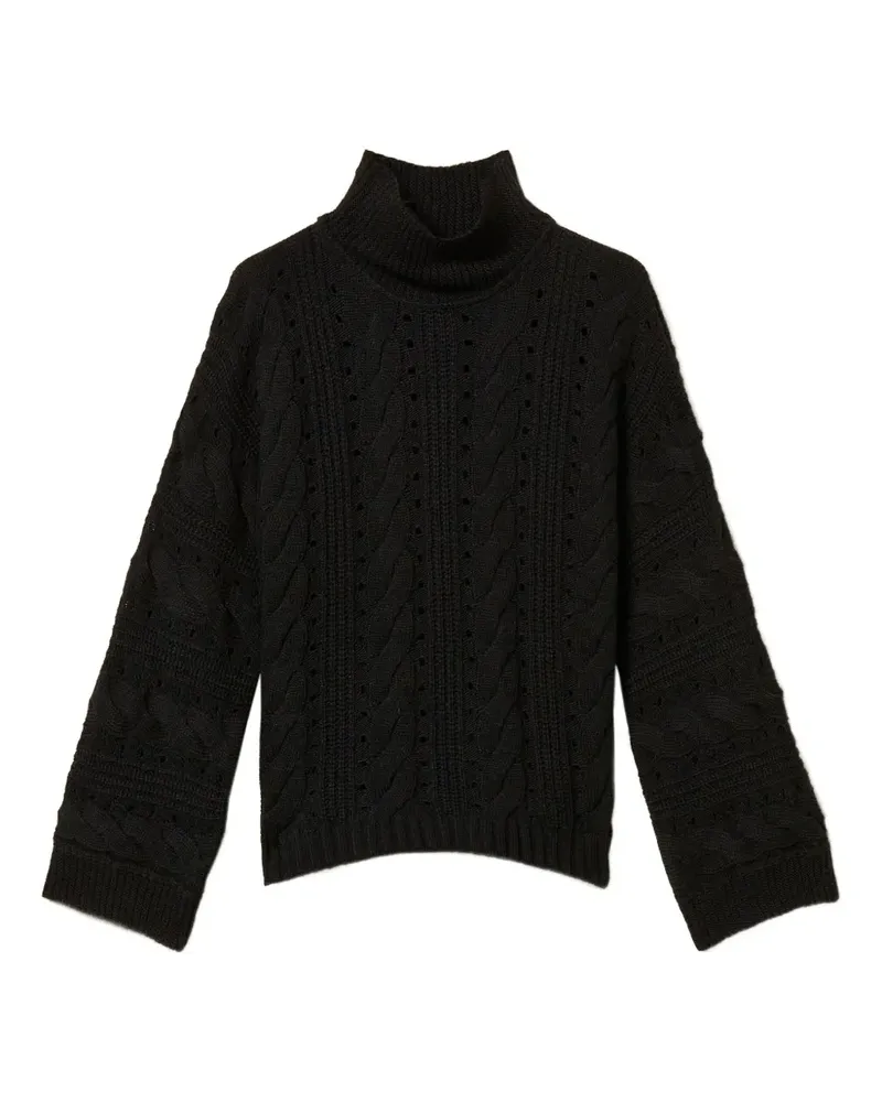 Twin-Set Pullover mit Zopfmuster - Schwarz Schwarz