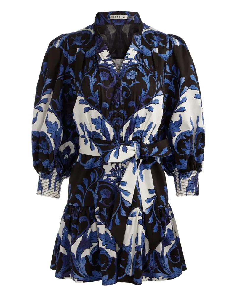 Alice + Olivia Cora Minikleid mit Puffärmeln - Blau Blau