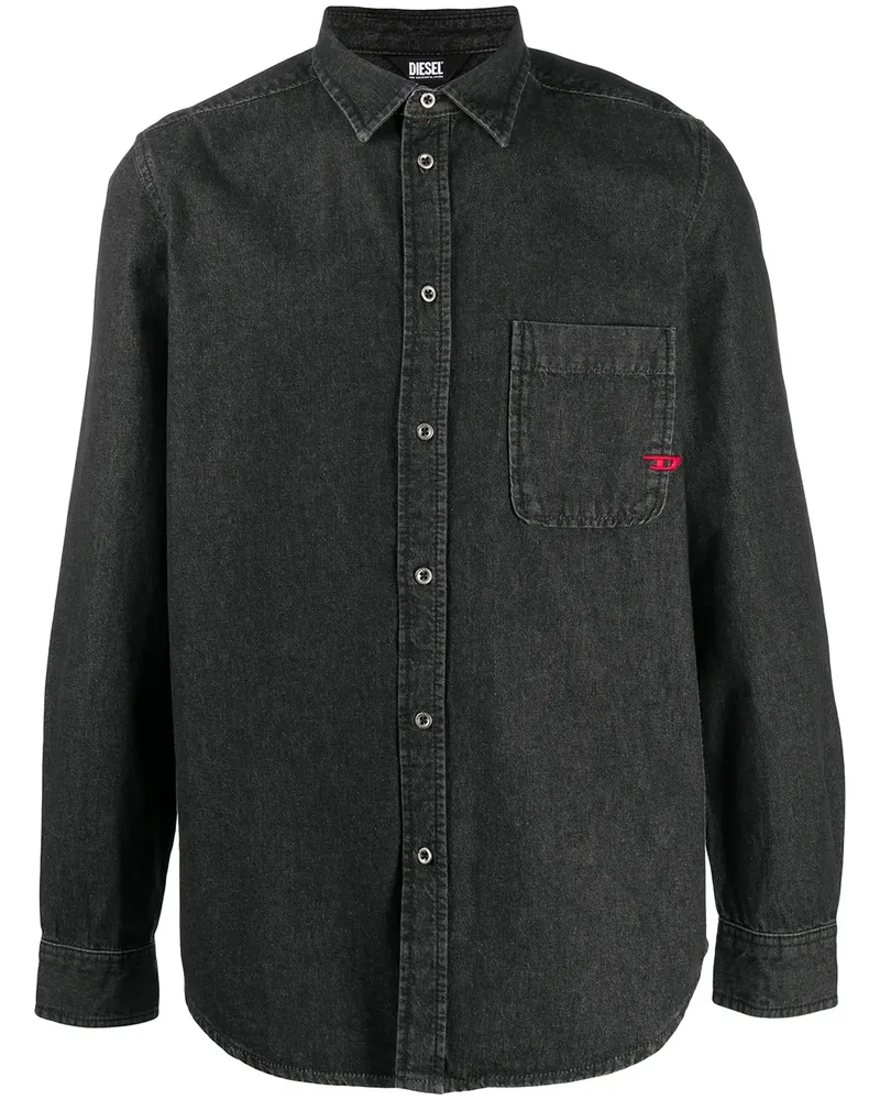 Diesel Jeanshemd mit Logo - Schwarz Schwarz