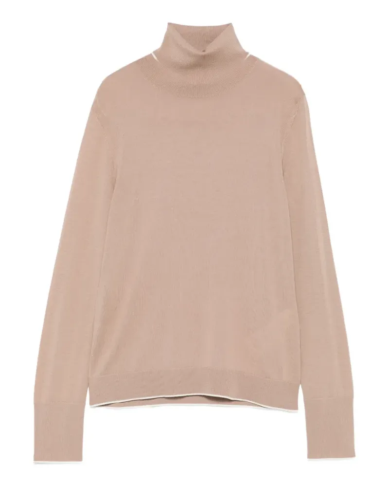 Eleventy Rollkragenpullover mit Kontrastbesatz - Nude Nude