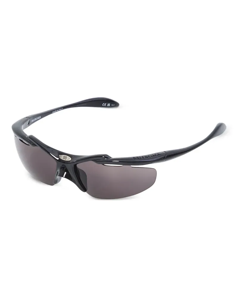 Balenciaga Turbo Sonnenbrille mit breitem Gestell - Schwarz Schwarz