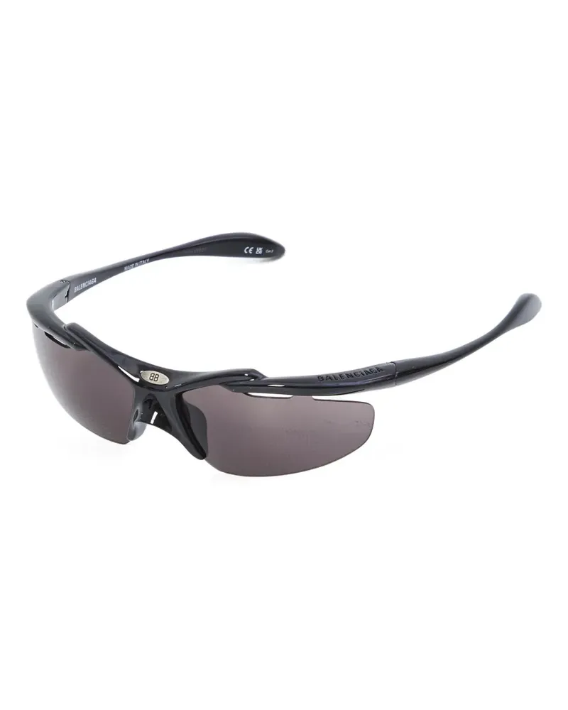 Balenciaga Turbo Sonnenbrille mit breitem Gestell - Schwarz Schwarz