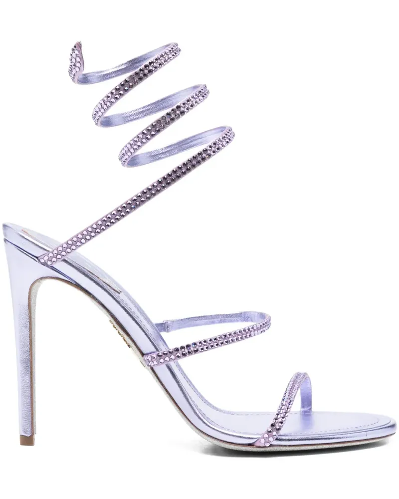 René Caovilla 115mm crystal ankle wrap heeled sandals - Weiß Weiß