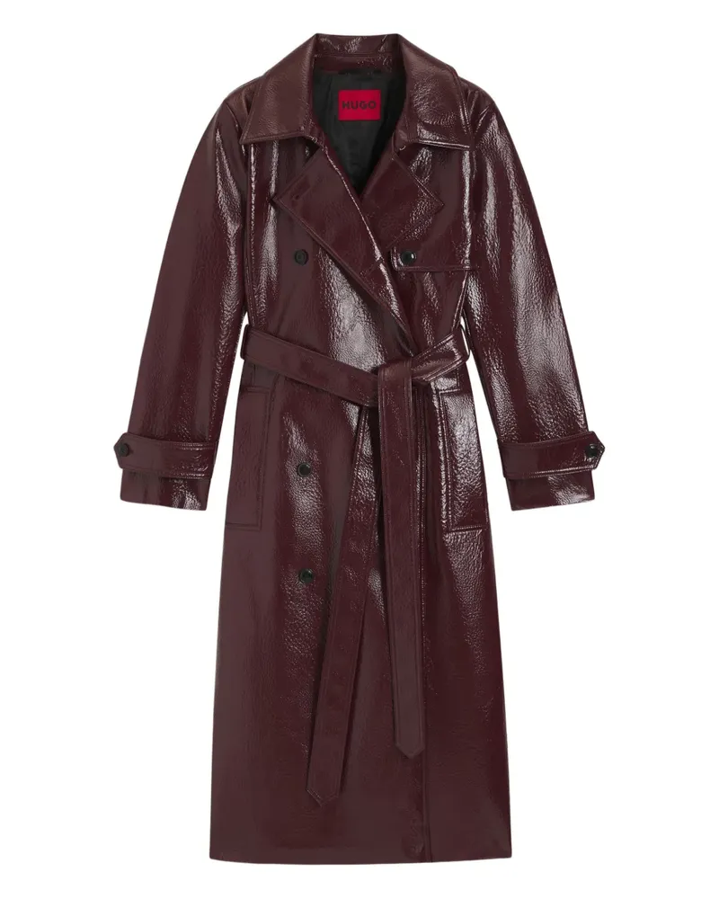 HUGO BOSS Doppelreihiger Mantel mit Gürtel - Rot Rot