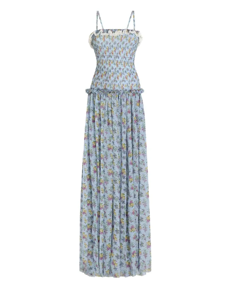 Dolce & Gabbana Geblümtes Kleid mit Rüschen - Blau Blau