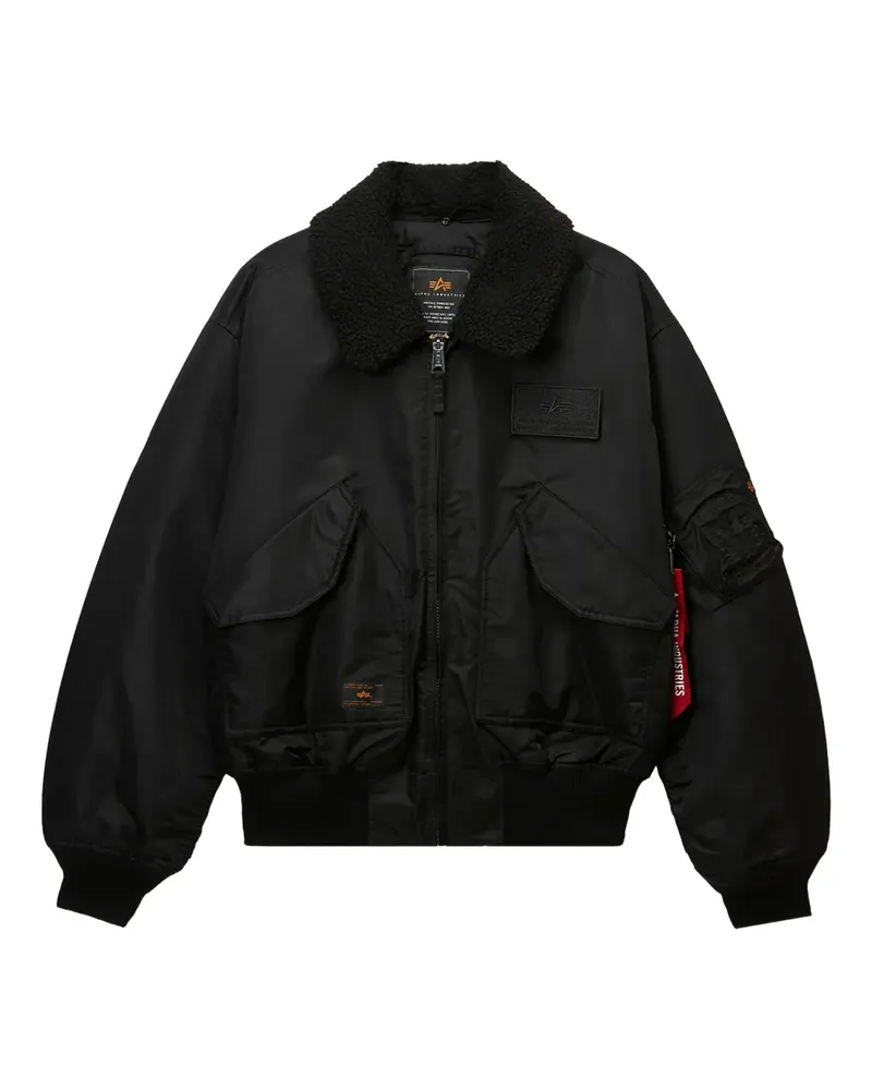 Alpha Industries Bomberjacke mit Sherpa-Kragen - Schwarz Schwarz