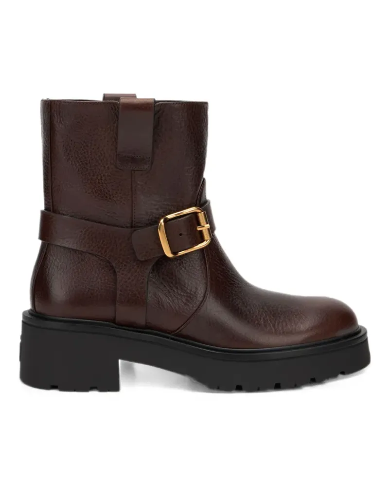 Stuart Weitzman Ren Moto buckle-detail biker boots - Braun Braun