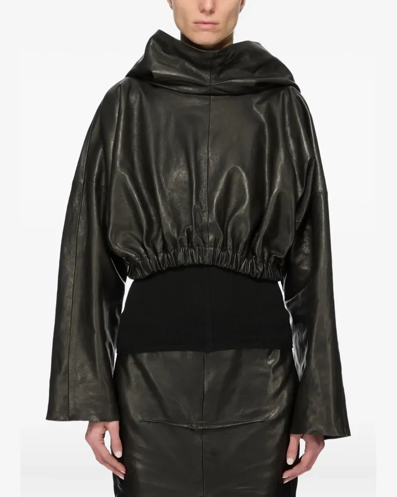 Rick Owens Hoodie aus Leder - Schwarz Schwarz