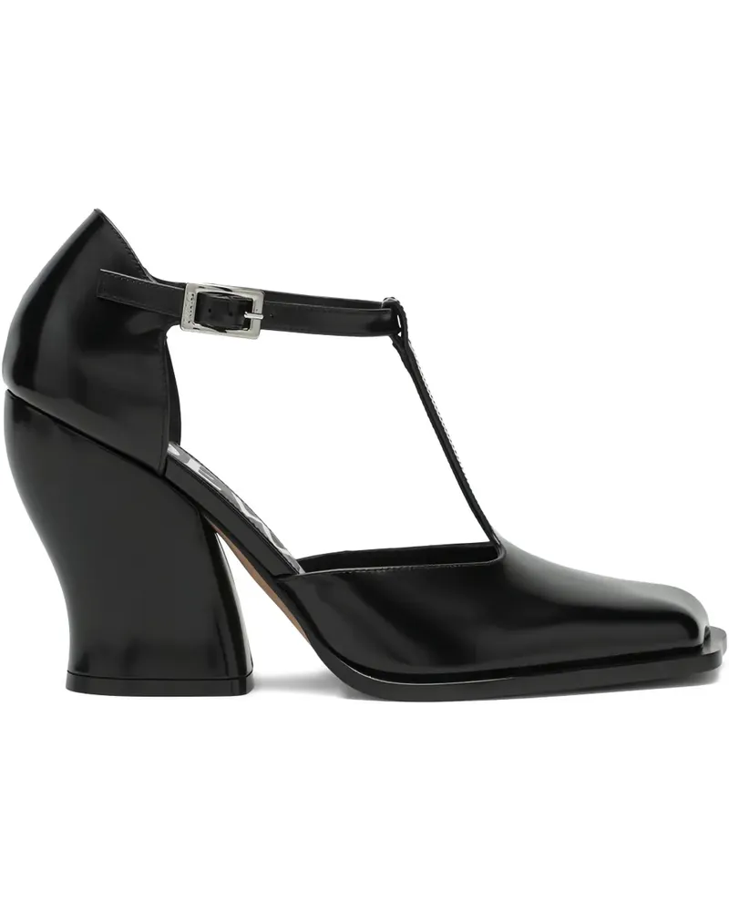 Loewe Eckige Pumps mit T-Riemen 90mm - Schwarz Schwarz