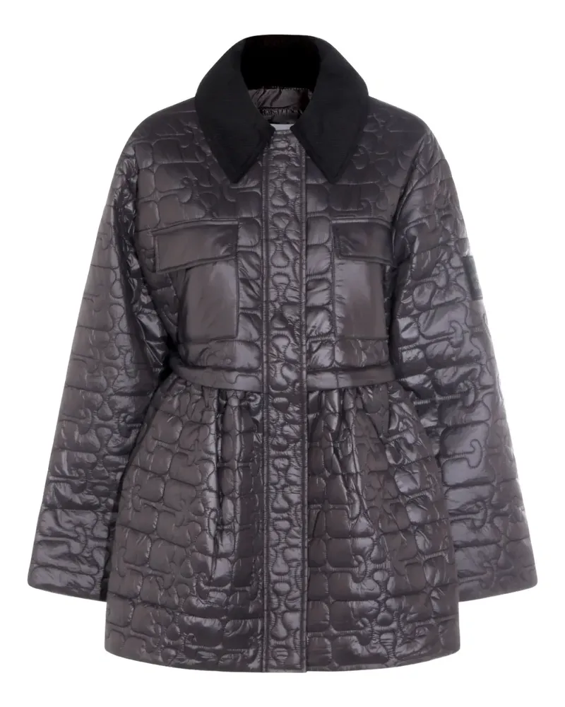 Ganni quilted belted oversized coat - Grau Grau