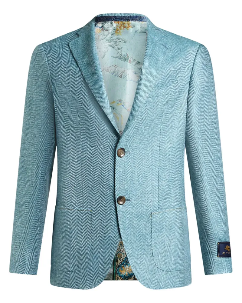 Etro Sakko mit Logo-Patch - Blau Blau