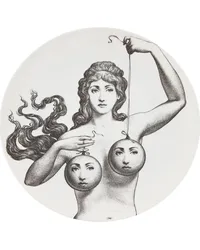 Fornasetti Teller mit Frauen-Print Schwarz