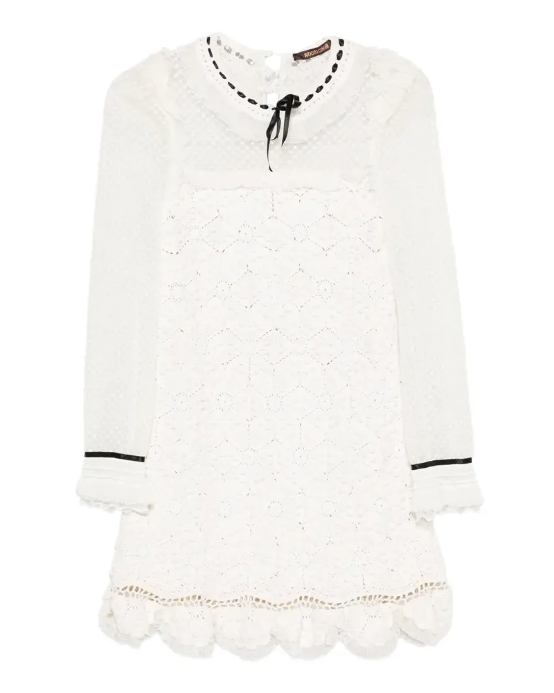 Roberto Cavalli crochet ribbon-detail mini dress - Weiß Weiß