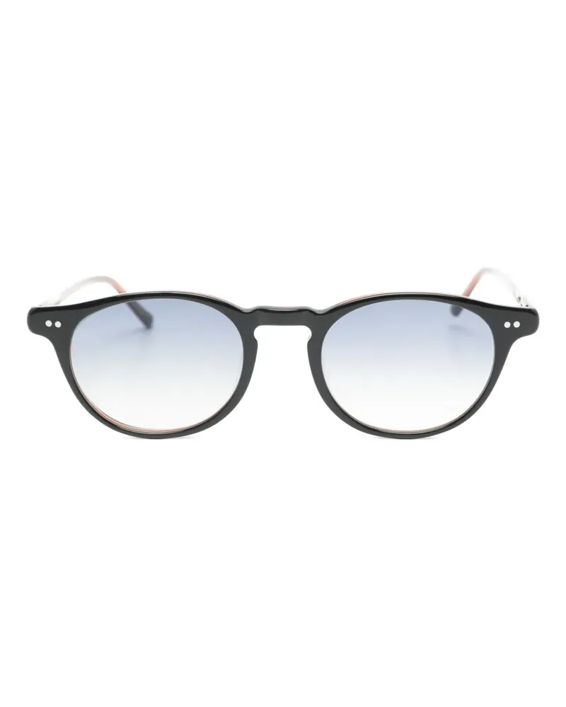 Lesca Bref Sonnenbrille mit rundem Gestell - Schwarz Schwarz