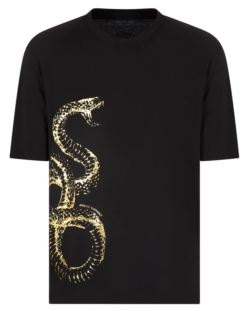 Armani Exchange T-Shirt mit Schlangen-Print - Schwarz Schwarz