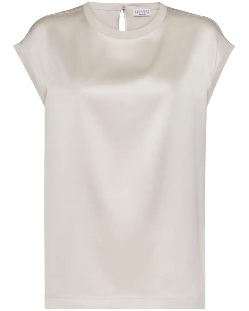 Brunello Cucinelli Bluse mit Satin-Finish - Weiß Weiß