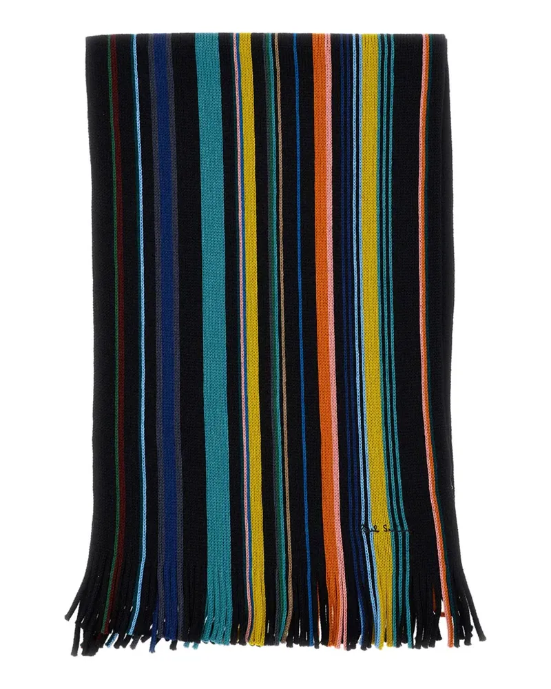 Paul Smith Gestreifter Schal mit Fransen - Blau Blau