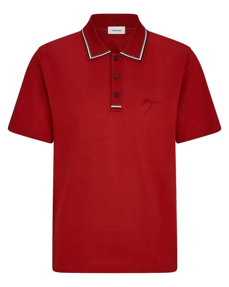 Ferragamo Poloshirt mit Kontrastdetails - Rot Rot