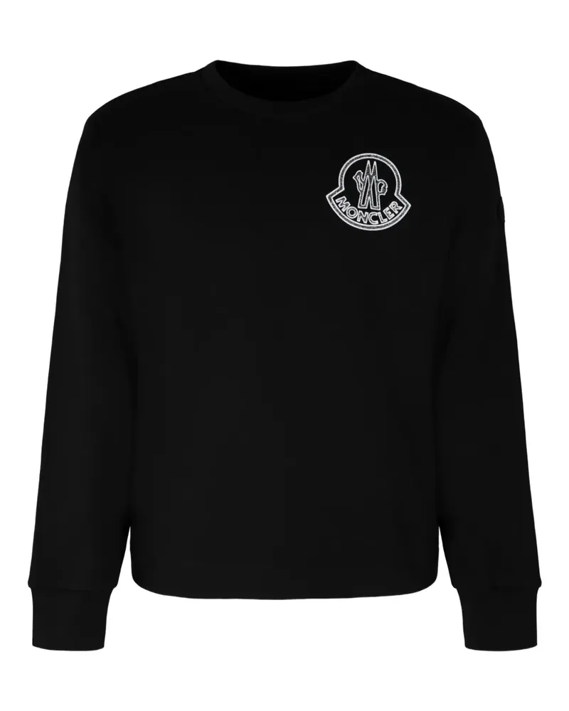 Moncler Rundhals-Sweatshirt mit Logo-Patch - Schwarz Schwarz