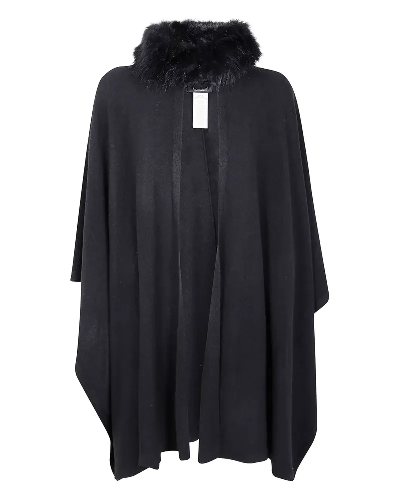 Ralph Lauren Cape-Mantel mit Faux-Fur-Besatz - Schwarz Schwarz