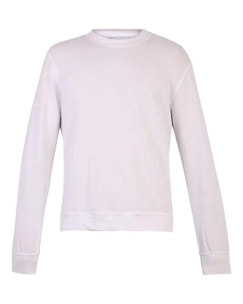 Original Vintage Style Langarmshirt mit Rundhalsausschnitt - Weiß Weiß