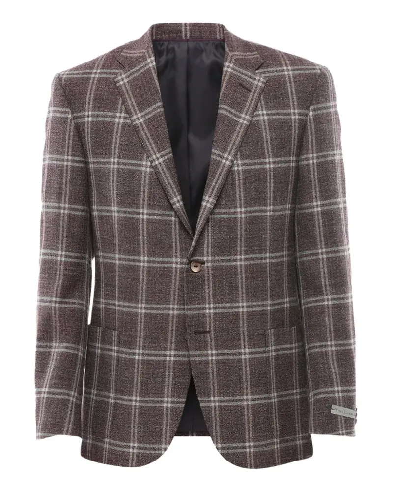 Corneliani check-pattern single-breasted blazer - Braun Braun