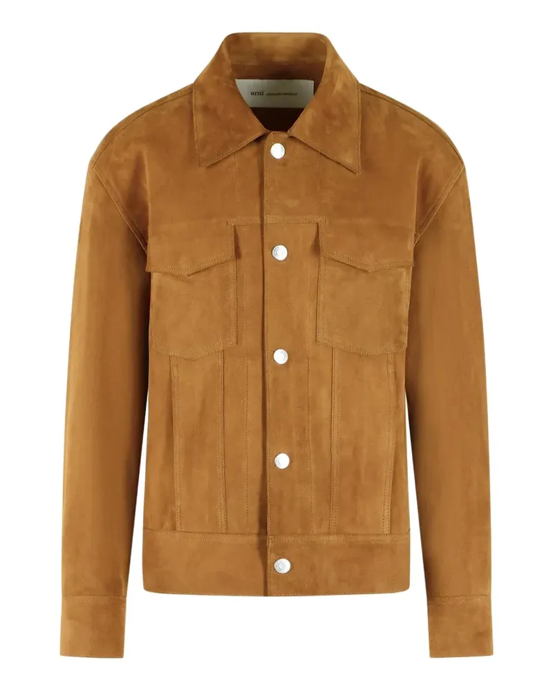 AMI Paris Ami de Coeur Lederjacke - Braun Braun