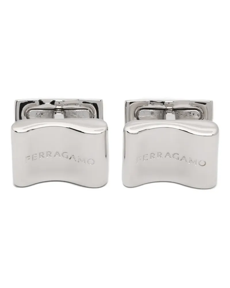 Ferragamo logo-engraved curved cufflinks - Silber Silber