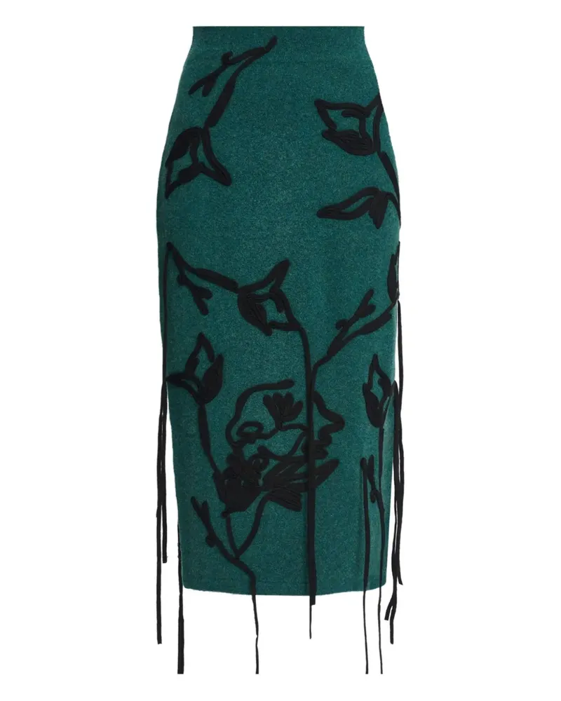 Erdem Bleistiftrock aus Merinowoll - Grün Grün