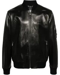 Versace Bomberjacke aus Leder Schwarz