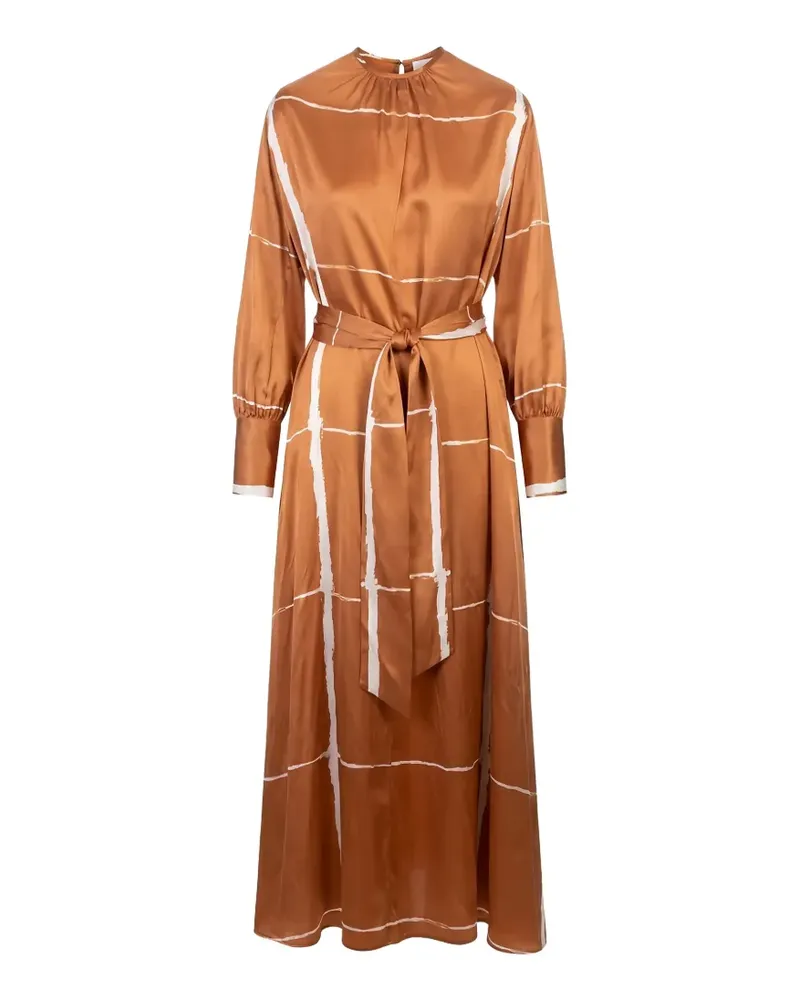 Kiton grid-print belted dress - Braun Braun