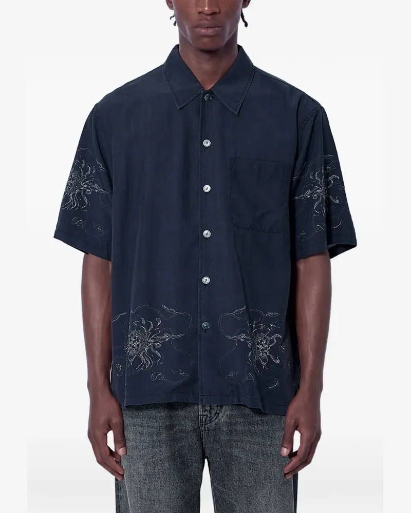 Our Legacy Every embroidered short-sleeve shirt - Blau Blau