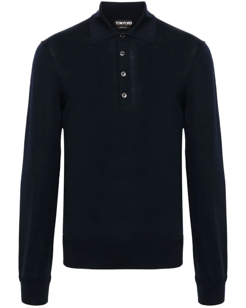 Tom Ford Langärmeliges Poloshirt - Blau Blau
