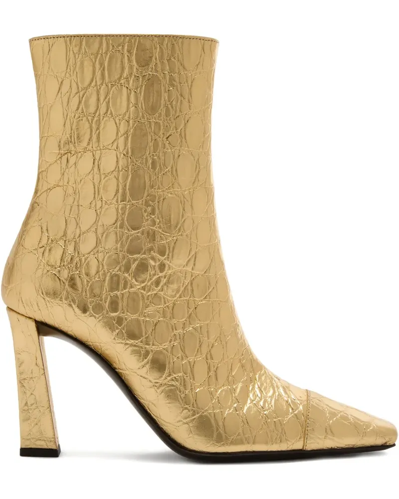 Giuseppe Zanotti 90mm Janiee crocodile-print square-toe boots - Gold Gold