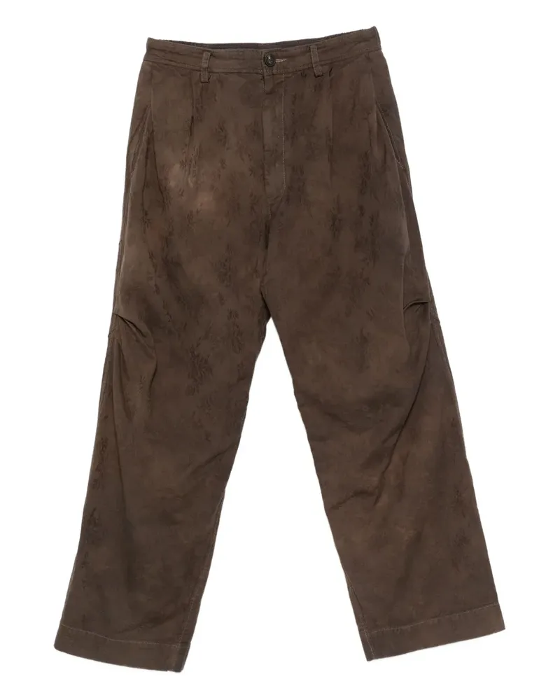 Ziggy Chen floral-jacquard trousers - Braun Braun