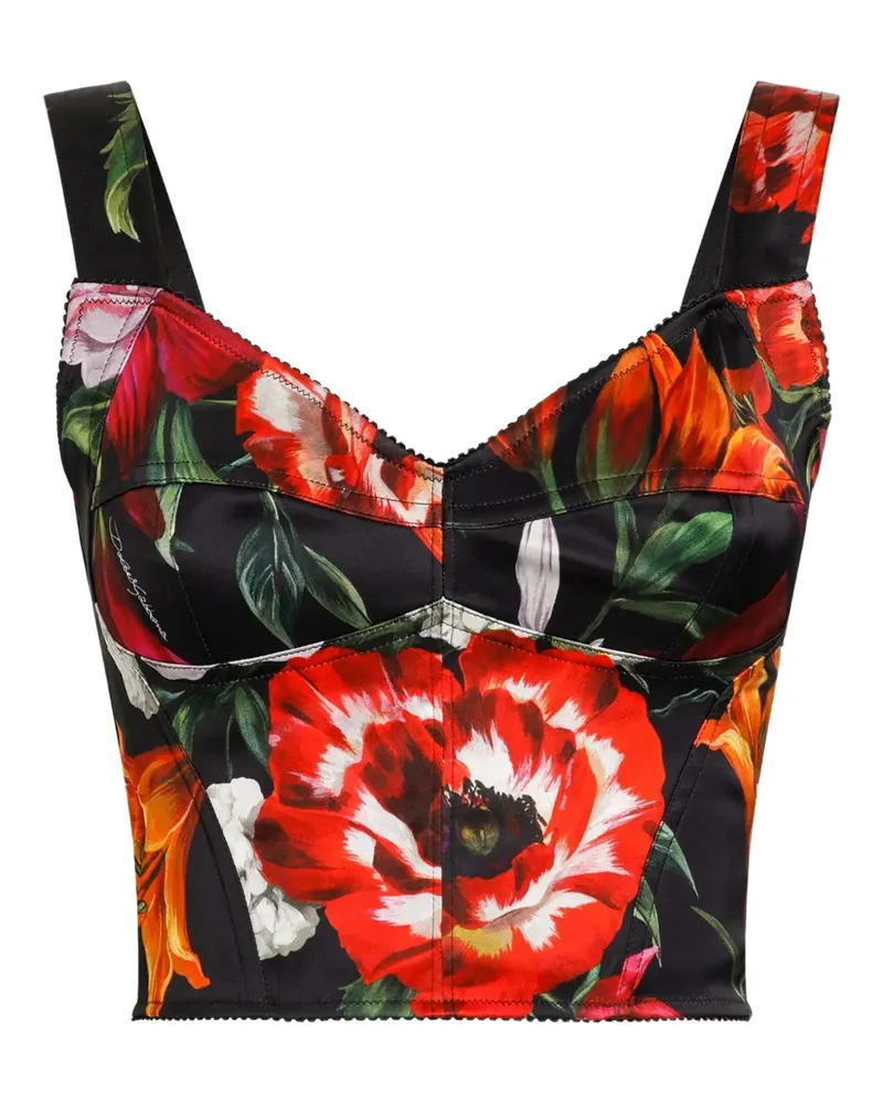 Dolce & Gabbana Top mit Blumen-Print - Schwarz Schwarz