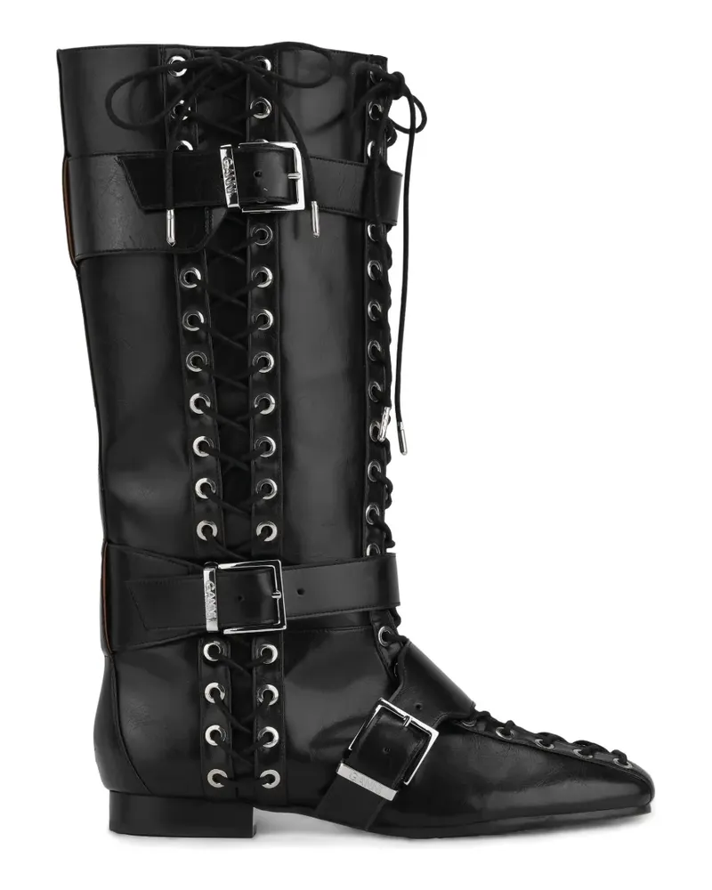 Ganni Stiefel mit Schnürung - Schwarz Schwarz