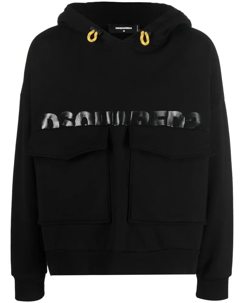 Dsquared2 Kapuzenjacke mit aufgesetzten Taschen - Schwarz Schwarz