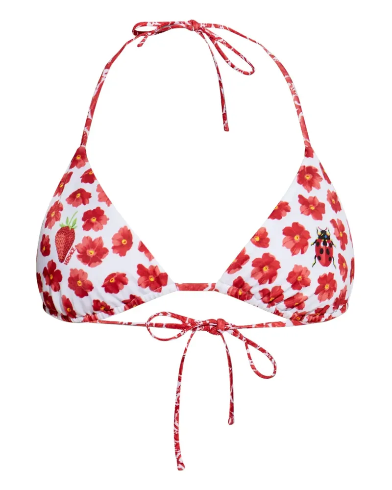 Versace Bikinioberteil mit Blumen-Print - Rot Rot