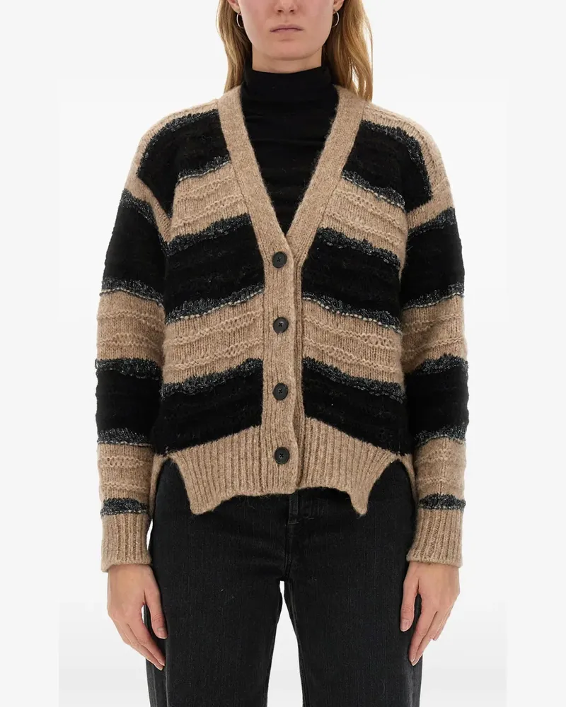 Mila Schön Grob gestrickter Cardigan mit Streifen - Nude Nude