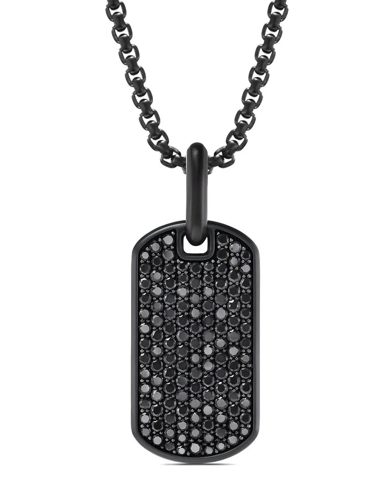 David Yurman Chevron Sterlingsilber-Anhänger mit Diamant 27mm - Schwarz Schwarz