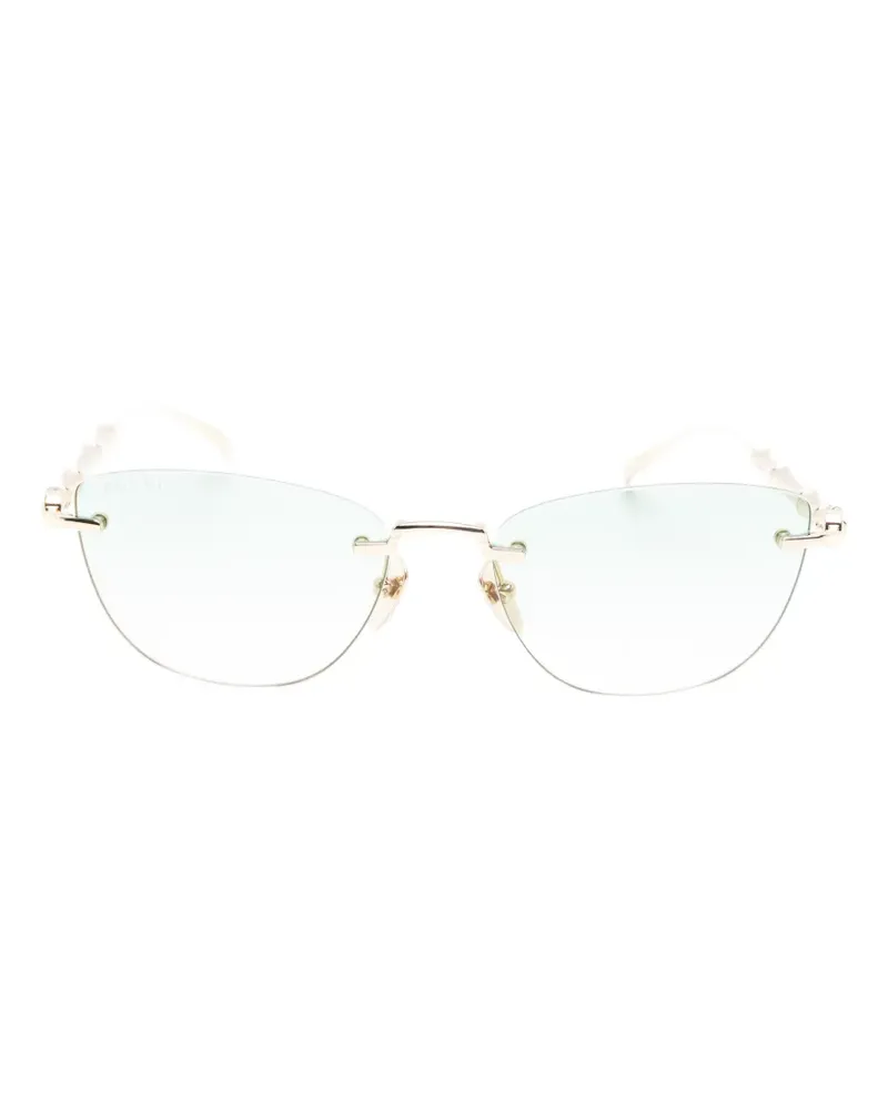 Gucci Bamboo rimless cat-eye frame sunglasses - Gold Gold