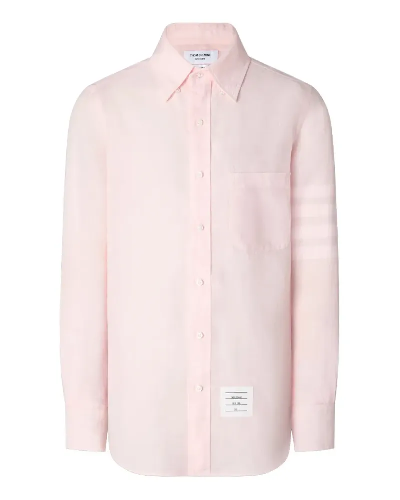Thom Browne Leinenhemd mit 4-Streifen-Logo - Rosa Rosa