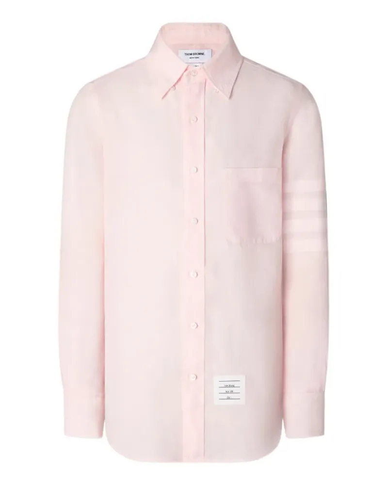 Thom Browne Leinenhemd mit Streifen-Logo - Rosa Rosa