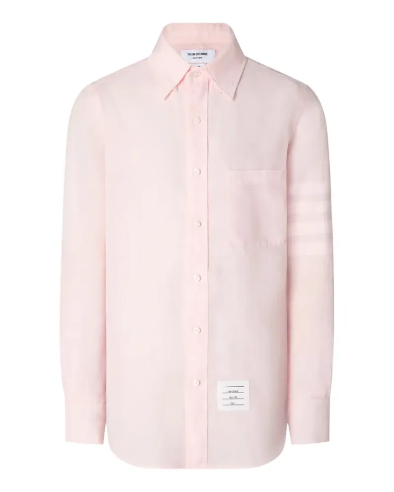 Thom Browne Leinenhemd mit 4-Streifen-Logo - Rosa Rosa