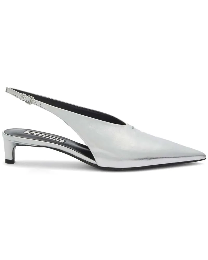 Jil Sander Slingback-Pumps im Metallic-Look - Grau Grau