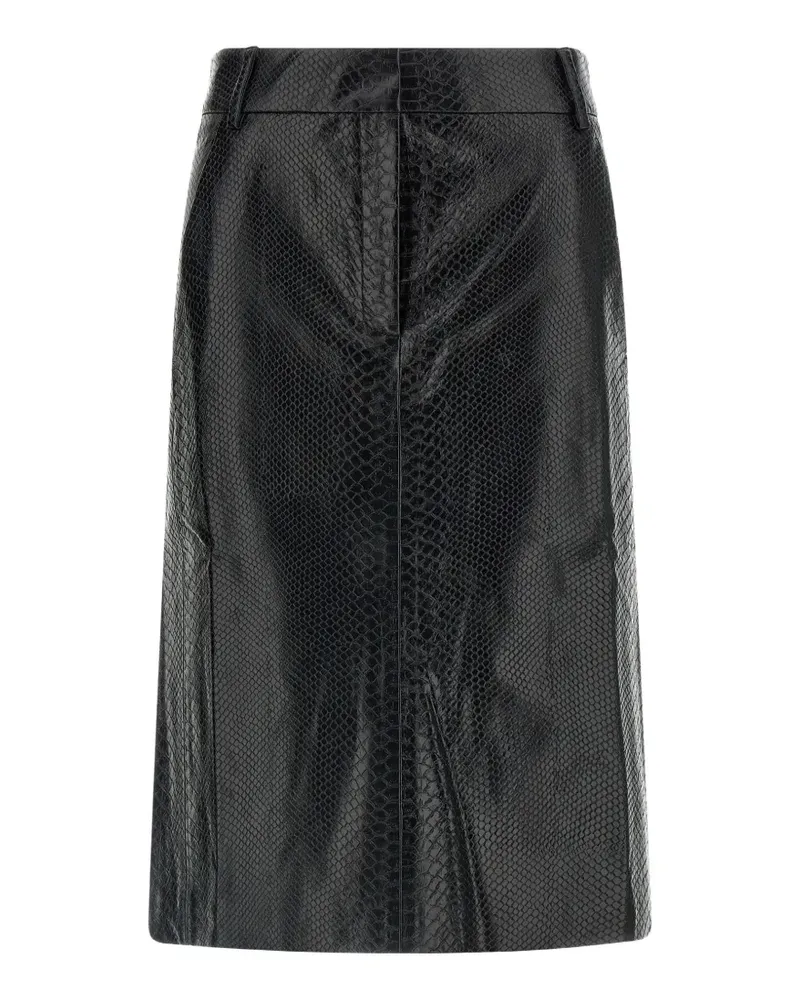 ANDAMANE New Xania snake-effect midi skirt - Schwarz Schwarz